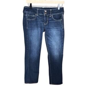 American Eagle Artist Crop Jeans Size‎ 2 Stretch Dark Wash Denim Capri